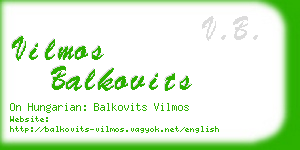 vilmos balkovits business card